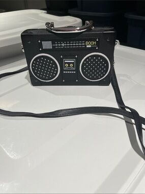 Boombox-Inspired Crossbody Bag in Black